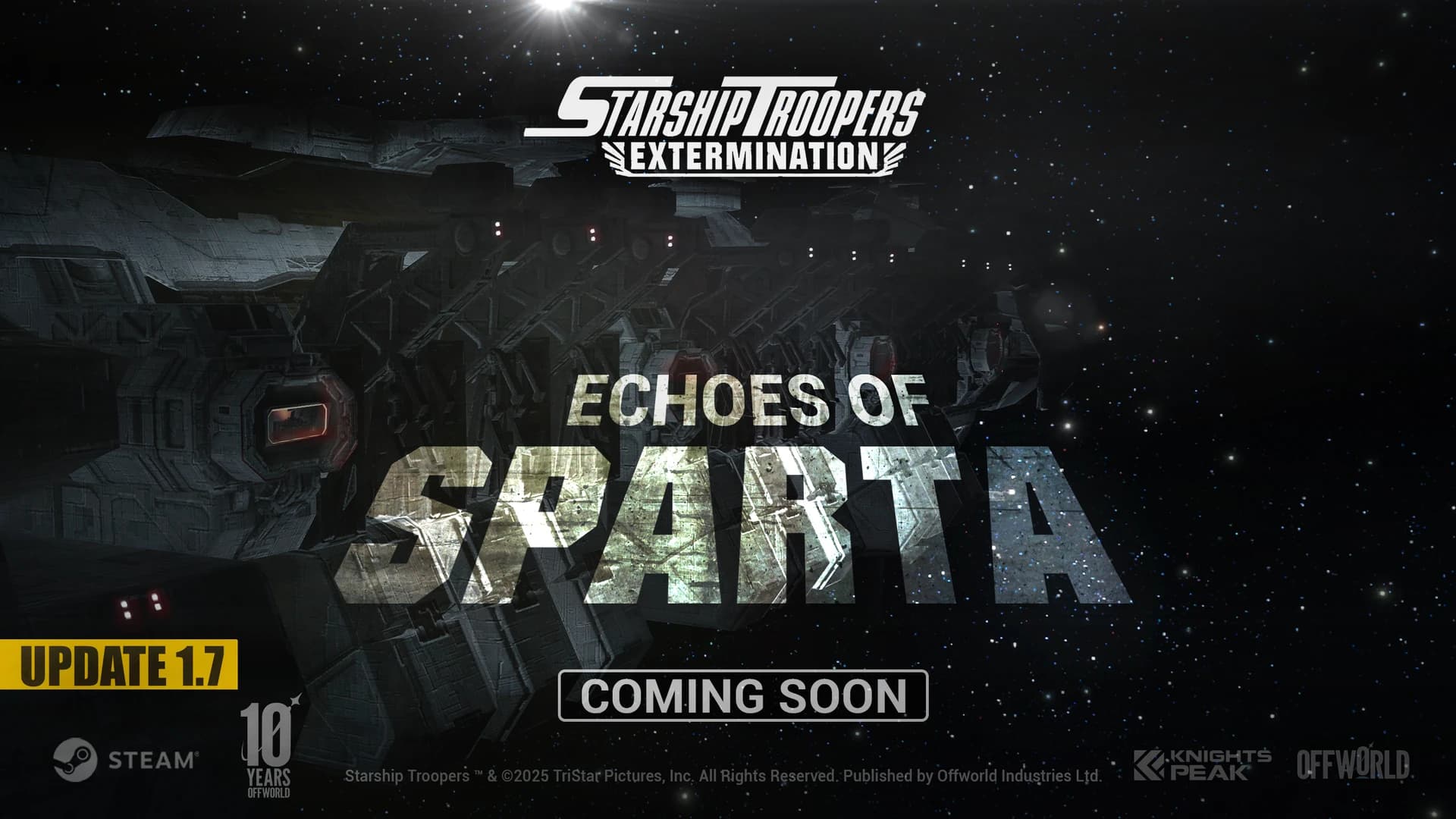 Beitragsbild zu Starship Troopers: Extermination feiert einjähriges Jubiläum mit kostenlosem Inhaltsupdate "Echoes of Sparta"