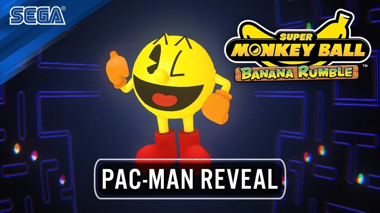 Beitragsbild zu PAC-MAN wird zu einem Teil von Super Monkey Ball Banana Rumble - DLC und Update veröffentlicht!
