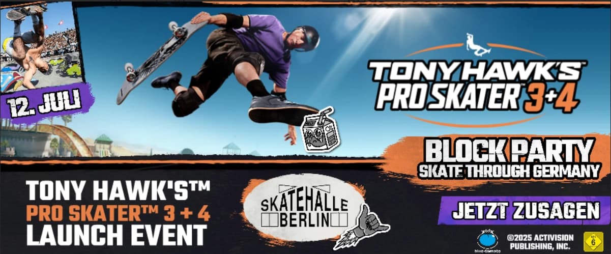 Beitragsbild zu Tony Hawk's Pro Skater 3+4: Die Release-Woche wird in Hamburg, Frankfurt und Berlin live gefeiert