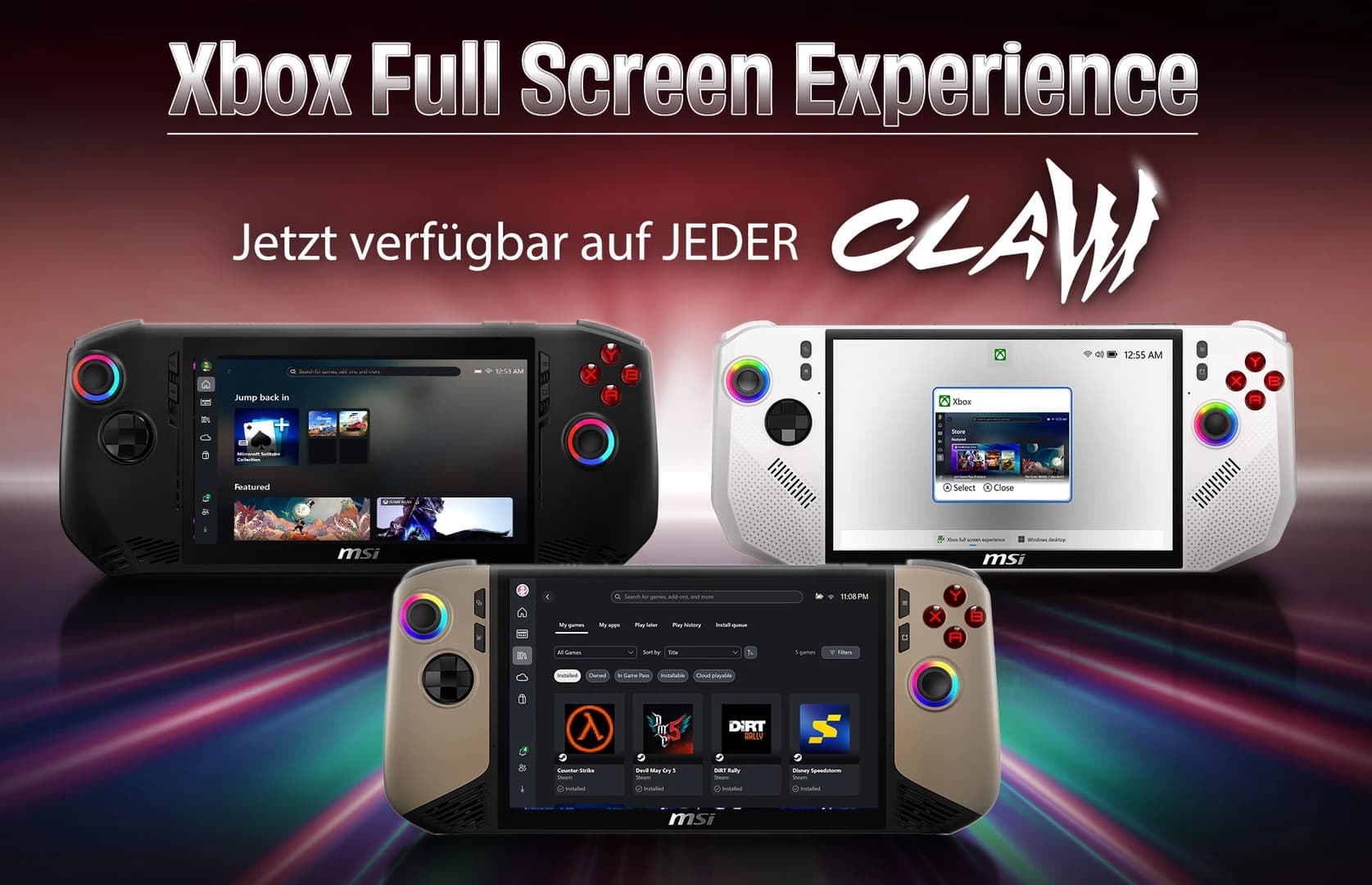 Beitragsbild zu MSI Claw Handhelds unterstützen jetzt die Xbox Full Screen Experience