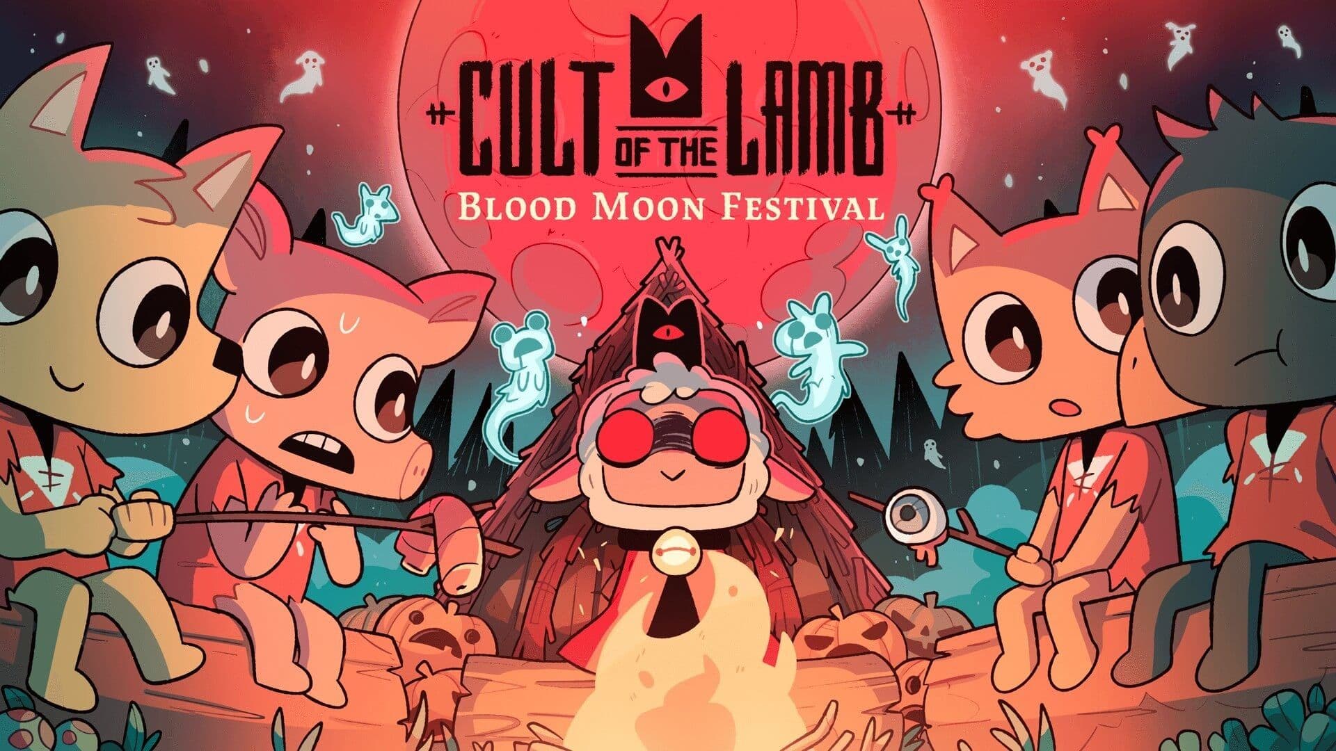 cult of the lamb blood moon festival key art