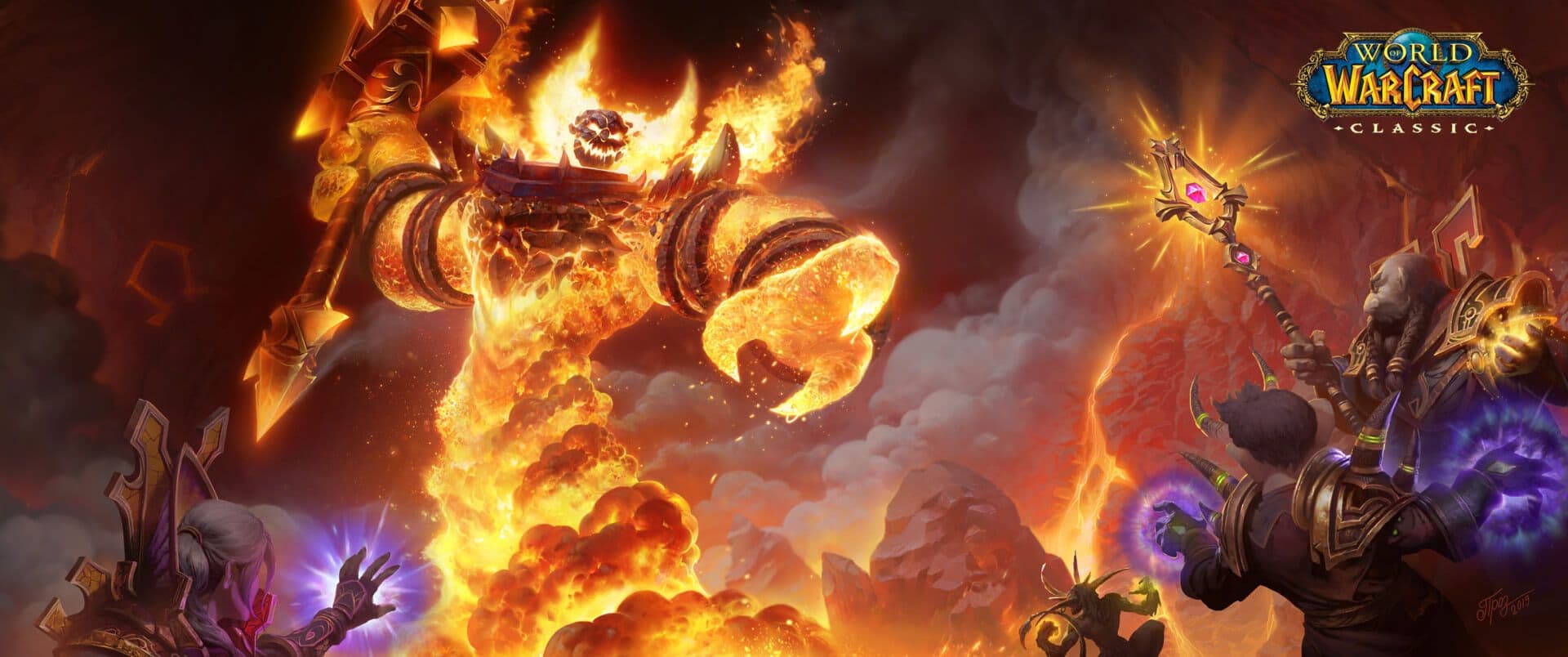 wow classic ragnaros wallpaper 3440x1440 ultrawide bk01